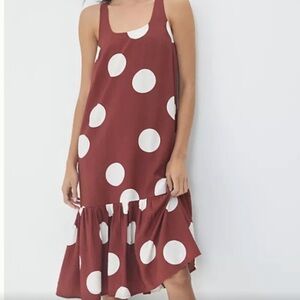 Anthropologie Michaela Flounced Polka Dot Sleeveless Dress